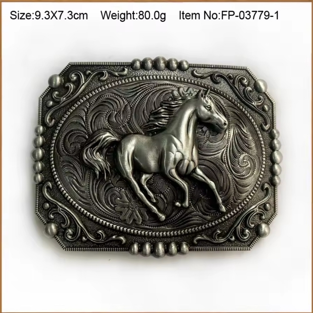 Western Rodeo Horse equestrian belt buckle Silver Or Gold